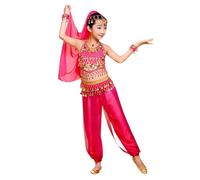 Niña Disfraz Bailarina Danza Del Vientre India Todos Accesorios Disfraz Danza del Vientre con Lentejuelas para Niña Disfraz Infantil del Vientre con Ropa Chicas Vestidos de Rendimiento Baile Disfraces