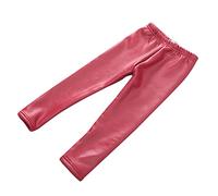 Niña En Mallas Leggings PU Cuero Artificial Elástico Pantalones Plus Espesamiento Leggins Burdeos 100