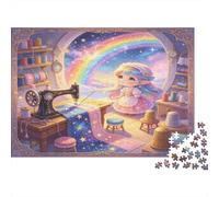 Niña Fantástica Cosiendo Puzzle de 1000 Piezas Papel para Adultos Habitación de Arcoíris Mágica Puzzle para Toda la Familia Relajación Decoración Regalo 38x26cm/1000pcs