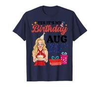 Niña Flores Pastel Fuegos Artificiales Sí Es Mi Cumpleaños 29 de Agosto Camiseta