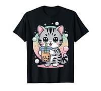 Niña Gato Boba Tea Teen Mujeres Anime Japonés Linda Camiseta Gráfica Camiseta