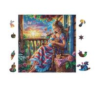 Niña in Red Dress by The Window Puzzle 100 Piezas Cartón Blanco Premium para Expertos Vacaciones Fines Semana Reducir Estrés Hobby Y Ocio Garantía Satisfacción 28x28cm