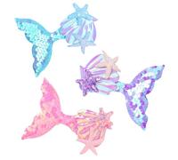 NiñA Lentejuelas Horquillas, 3 Piezas Brillante Linda Horquillas, Lentejuelas Horquillas Pelo, Forma Cola de Pescado Horquilla de Lentejuelas, con Estrellas de Mar y Conchas (A)