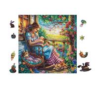 Niña Leyendo Navidad Puzzle 100 Piezas Papel Mayores Alivio Ansiedad Actividad para La Mente Ocio Tranquilo En Casa Más Vendido Regalo Original 28x28cm