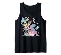 Niña leyendo un libro Floral Mariposa Fantasía Arte Mágico Camiseta sin Mangas
