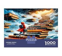 Niña Libro Escaleras 1000 Piezas Puzzle Premium Camino de la aventura del conocimiento Puzzle Clásico, Cochetón - Antiestrés Total, Decoración De Pared Chula, Regalo Para Mujeres, Hombres 70x50cm/1000