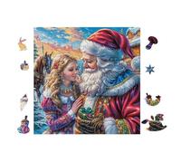 Niña Meeting Santa at Christmas Puzzle 100 Piezas Cartón Resistente para Niños Mayores 14 Años Estimulación Cerebral Entretenimiento Sin Pantalla 28x28cm