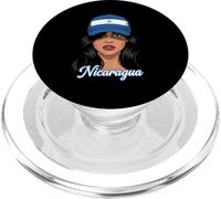 Niña Nicaragüense Mujer con Gorra De Béisbol De La Bandera De Nicaragua PopSockets PopGrip para MagSafe