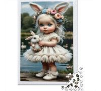 Niña Orejas de Conejo Muñeca Corona Floral Rompecabezas de 1000 Piezas, Papel Reciclado, Extremadamente Difícil Regalo Hombre Mujer 52x38cm/1000pcs
