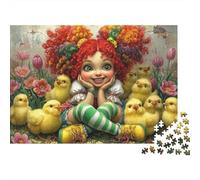 Niña Pelirroja Puzzle de 1000 Piezas para Adultos Patitos Juego de Puzzle 1000 Piezas Papel Relajación Decoración Regalo 38x26cm/1000pcs