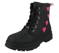 Niña Pineapple Grueso Purpurina Tacón Bajo Cordones & Zip Corazón Botines H4R196