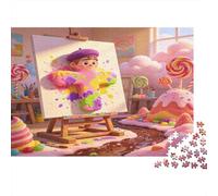 Niña Pintora de Dibujos Animados Puzzle de 1000 Piezas Papel para Adultos Escena Casa de Caramelos Puzzle para Toda la Familia Relajación Regalo 38x26cm/1000pcs