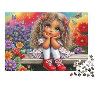 Niña Rubia Ilustración Puzzle de 1000 Piezas Papel para Adultos Jardín Arte Colorido Enfoque Familia Relajación Decoración Regalo 70x50cm/1000pcs