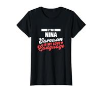 Nina Sarcasmo Amor Lenguaje Diciendo Divertido Nina Nombre Camiseta gráfica económica, Mujer, Negro, S