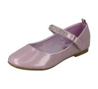 Niña Spot On H2R485 Lila Charol Plano Zapato Estilo Bailarina con Diamante Tira