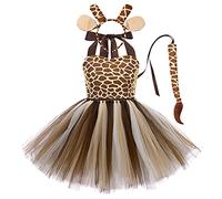 Niña Tema de Animales de la Selva Disfraz Dinosaurio/Leon/Leopardo/Jirafa/Tigre Halloween Cosplay Ropa Bebé Niña Princesa Tutú Fluffy Vestidos de Fiesta de Cumpleaños Jirafa 6-12 Meses