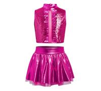 Niña Trajes De Baile De Dos Piezas para Niñas Conjunto Danzar De Rosa Oscuro 5-6 años