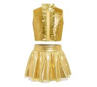 Niña Vestido De Danza Moderna Conjunto para Niñ Piezas Danzar Oro 13-14 años
