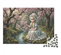 niña vintageRompecabezas Clásico 1000 Piezas Cartón Reciclado Flor de Cerezo Bosque Relajación Mental, Tiempo Libre, Regalo De Cumpleaños para Nonos Y Abuelas 52x38cm/1000pcs