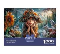 Niña& Wolves Puzzles Imposible,desafío for Adults Floral de otoño Mountain Entretenimiento Creativo 1000 Piezas Obra De Arte De Juego De para Adultos Y Niños A Partir De 12 Años 70x50cm/1000pcs