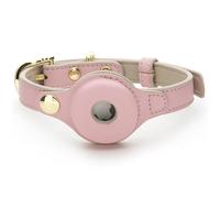 NINA WOOF Cupertino - Collar para perro de cuero vegano, bonito collar de lujo con hebilla ajustable para perros, collar de perro para perros pequeños, collar para perros grandes, rosa (extra pequeño)