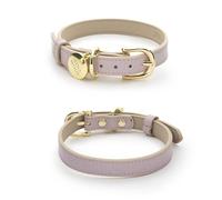 Nina Woof Milan Collar de Piel Vegana para Perro, Lujo Acolchado con Hebilla Ajustable para Perros, Perros pequeños a Grandes, Color Lila, Talla L (50 cm-56 cm)