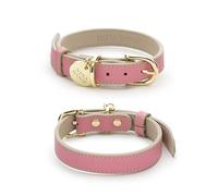 Nina Woof Rio Collar de piel vegana para perro, acolchado, de lujo, con hebilla ajustable, para perros pequeños y grandes, color rosa (talla S)