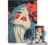 Niña y Flores de Amapola Puzzles de 1000 Piezas para Adolescentes para el Juguete de desafío de Juego Educativo Regalo de Obra de Arte 38x26cm