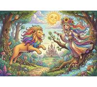 Niña y León de Arcoíris Puzzle De Madera 1000 Piezas Adultos Y Niños,Anti-estrés,Regalo Ideal,Deco Pared,Desafío,Madera,14 Años+,Rompecabezas,Relax,Reto,Educativo (75x50cm)