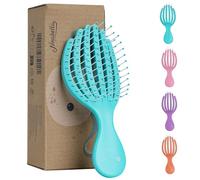Ninabella Mini cepillo para desenredar el cabello, bonito cepillo colorido para secar o cepillar el cabello enredado húmedo y enredado, pelo pequeño, azul claro