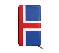 Ninainaid Cartera larga de piel con estampado de bandera de Islandia, cartera grande para exteriores, portátil y práctica, adecuada tanto para hombres como para mujeres.