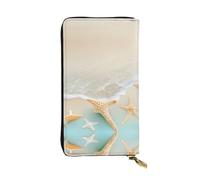 Ninainaid Cartera larga de piel con estampado de estrella de mar para playa, grande, portátil, práctica, adecuada tanto para hombres como para mujeres.