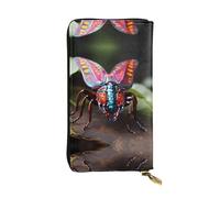 Ninainaid Cartera larga de piel con estampado de insectos extraños, cartera grande para exteriores, portátil y práctica, adecuada tanto para hombres como para mujeres.