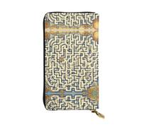 Ninainaid Cartera larga de piel con estampado de mapa del tesoro del laberinto, cartera grande para exteriores, portátil y práctica, adecuada tanto para hombres como para mujeres.