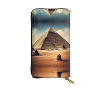 Ninainaid Dreaming of The Pyramids of Khufu - Cartera larga de piel con estampado de pirámides para exteriores, portátil y práctica, adecuada tanto para hombres como para mujeres.