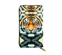 Ninainaid Little Fat Tiger Head - Cartera larga de piel con impresión de cabeza de tigre, cartera grande para exteriores, portátil y práctica, adecuada tanto para hombres como para mujeres.