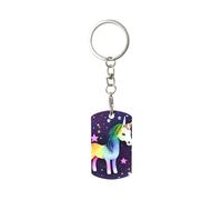 Ninainaid Llavero rectangular de metal con estampado de estrellas de un caballo, resistente a los arañazos, resistente al desgaste, ultrafino y portátil; llavero cuadrado adecuado para llaves de coche