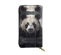 Ninainaid Panda in The Water - Cartera larga de piel con estampado de panda para exteriores, portátil y práctica, adecuada tanto para hombres como para mujeres.