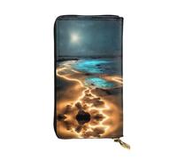 Ninainaid View Under The Moon - Cartera larga de piel con estampado de luna, para exteriores, portátil y práctica, adecuada tanto para hombres como para mujeres.