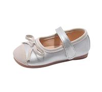 Niñas 31 Single Shoes Bowknot First Shoes Buckle Strap Toddler Soft Bottom Breathable Princess Shoes Sneaker Mädchen (Silver, 23 Infant)