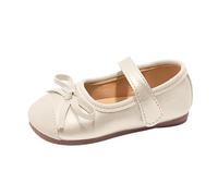 Niñas 31 Single Shoes Bowknot First Shoes Buckle Strap Toddler Soft Bottom Transpirables Princess Shoes Sneaker Niñas (White, 27.5 Little Child)