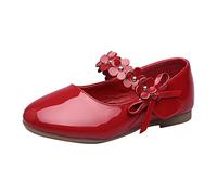 Niñas 31 Zapatos de piel para niña, zapatos individuales, zapatos de danza, zapatos de rendimiento para niñas, zapatos grandes para hombre, rojo, 28 EU