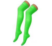 Niñas adolescentes mujeres neón calcetines lisos en 8 colores vibrantes calcetines por encima de la rodilla/rodilla alta verde verde Talla única