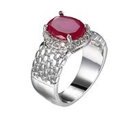 Niñas Anillos de Saturno Baratos Anillo de Joyería de Plata Joyería Popular Joyería de Circón Apuesto Que Te Trae Buena Suerte, MC, Corindón rojo, número 8 t