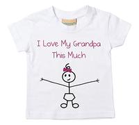 Niñas Camiseta de I Love My el abuelo esta Much para bebé disponible en tamaños 0 - 6 meses a 14 - 15 años hija Stick persona blanco blanco Talla:0-6 meses