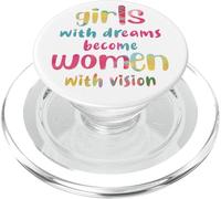Niñas con sueños se convierten en Mujeres con visión, Igualdad y Feminismo PopSockets PopGrip para MagSafe