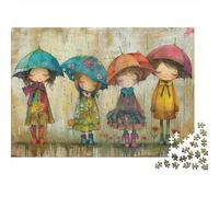 Niñas del día lluvioso 1000 Piezas Stock De Cartas Premium Rompecabezas Clásicos Entusiastas De Jigsaw Senior Entrenamiento Cerebral Decoración De Paredes Idea De Regalo 38x26cm/1000pcs