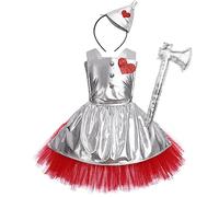 Niñas Dorothy León Hombre de Hojalata Espantapájaros Disfraz de Fantasía de Halloween Carnaval Cosplay de Disfraces Película de Juego de rol Traje Plata 6-12 Meses
