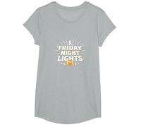 Niñas Fútbol Viernes Noche Luces Game Day Spirit Camiseta, Niñas, Gris Jaspeado, Pequeña