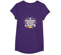 Niñas Fútbol Viernes Noche Luces Game Day Spirit Camiseta, Niñas, Morado, Pequeña